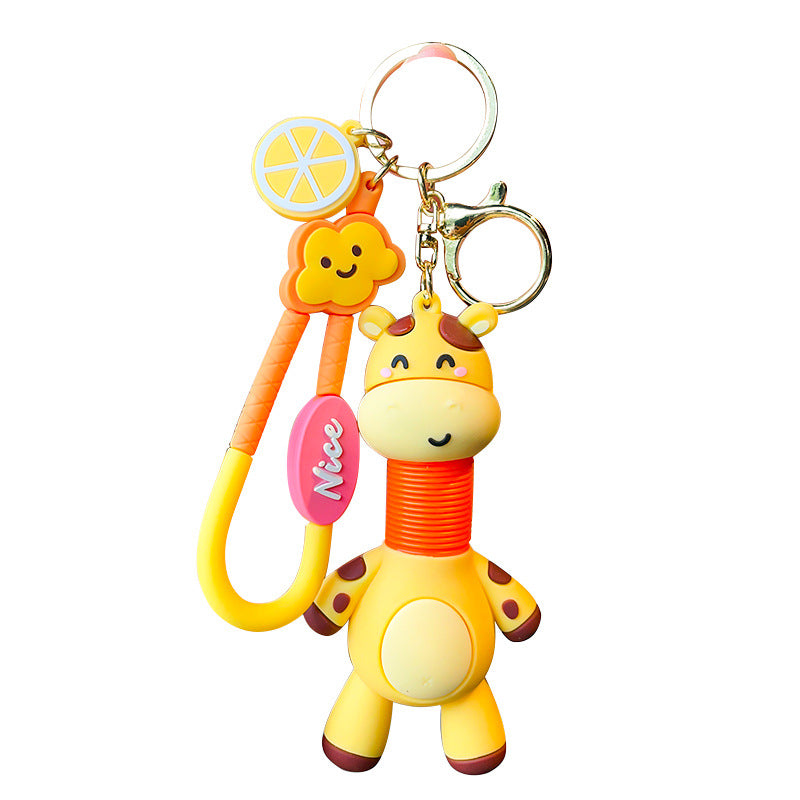 Wholesale Cartoon Doll Telescopic Neck Giraffe Silicone Keychain